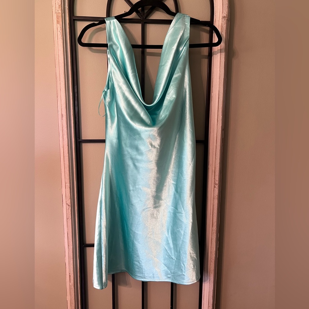 Lena Turquoise Satin Gown